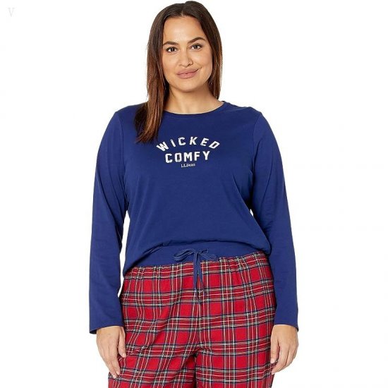 L.L.Bean Plus Size Camp Pajama Set Deep Marine Blue ID-ingFMuzU