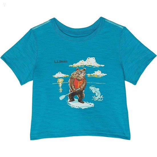 L.L.Bean Graphic Tee Short Sleeve Glow in The Dark (Toddler) Aquamarine Paddle Bear ID-e6Hn3FSB