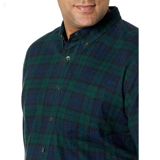 L.L.Bean Scotch Plaid Flannel Traditional Fit Shirt - Tall Black Watch ID-tMSHokSp