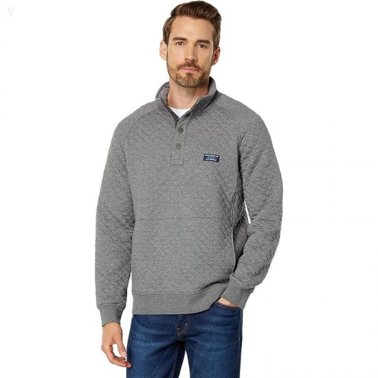 L.L.Bean Quilted Sweatshirt Gray Heather ID-EZYouMyu
