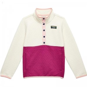 L.L.Bean Quilted Snap 1/4 Pullover (Little Kids) Cream/Sugarplum ID-aET9GYhq