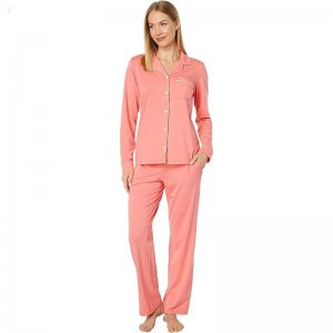 L.L.Bean Super Soft Shrink-Free Button Front Pajama Set Peach Sherbet ID-GmtS5IlL