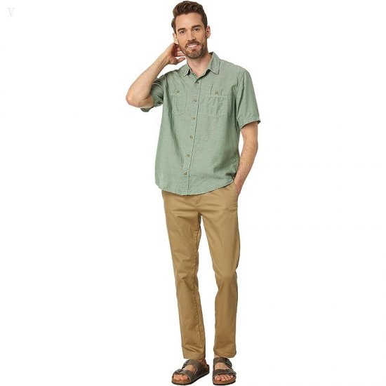 L.L.Bean Rugged Linen Short Sleeve Shirt Traditional Fit Light Everglade ID-XXN4OVUR