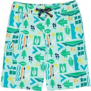 L.L.Bean Beansport Swim Shorts Print (Little Kids) Teal Aqua Camp ID-KoxTAmks