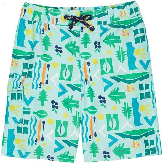 L.L.Bean Beansport Swim Shorts Print (Little Kids) Teal Aqua Camp ID-KoxTAmks