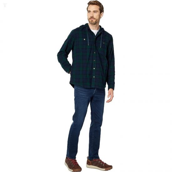L.L.Bean Scotch Plaid Hooded Shirt Slightly Fitted Regular Black Watch ID-vKojohjR