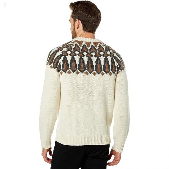 L.L.Bean Classic Raggwool Crew Sweater Yoke Fair Isle Undyed ID-Oe5LPyyA