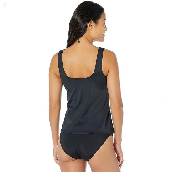 L.L.Bean BeanSport Scoop Neck Tankini Top Black ID-okJHebag