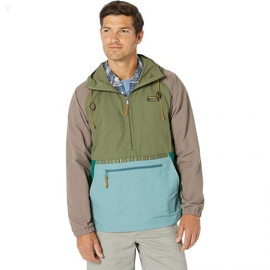 L.L.Bean Mountain Classic Anorak Multicolor Deep Olive/Mineral Blue ID-8IljUMox