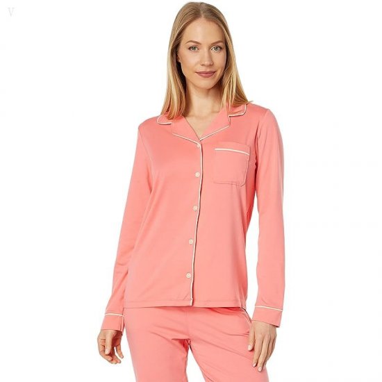 L.L.Bean Super Soft Shrink-Free Button Front Pajama Set Peach Sherbet ID-GmtS5IlL