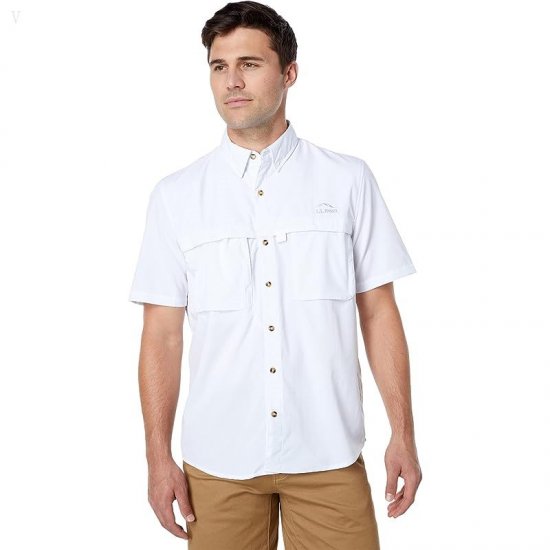 L.L.Bean Tropicwear Shirt Short Sleeve White ID-0aiiOM0e