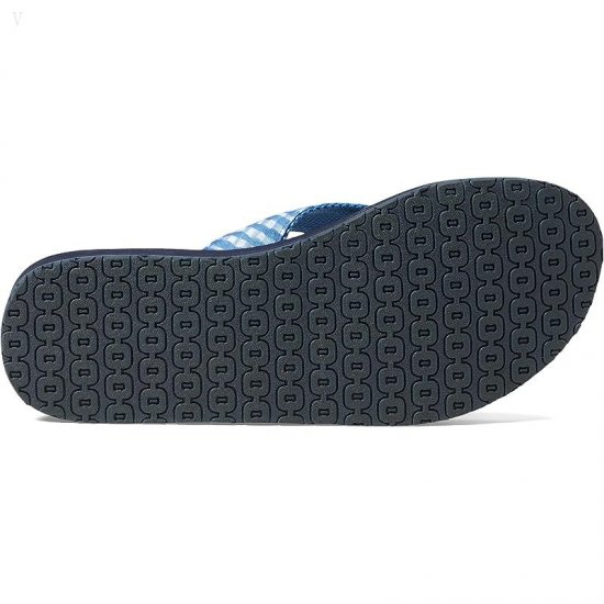 L.L.Bean Classic Maine Isle Flip-Flop 3 Woven Print Marine Blue Gingham ID-YUxY826a