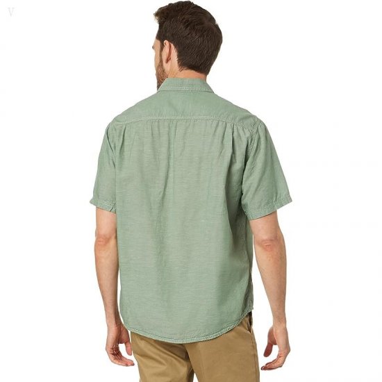 L.L.Bean Rugged Linen Short Sleeve Shirt Traditional Fit Light Everglade ID-XXN4OVUR