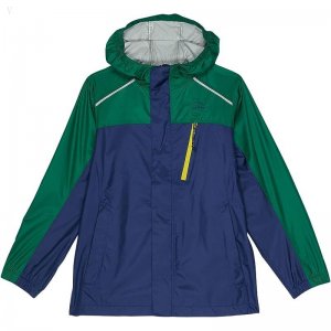 L.L.Bean Trail Model Rain Jacket Color-Block (Big Kids) Night/Emerald Spruce ID-x7t7CReU