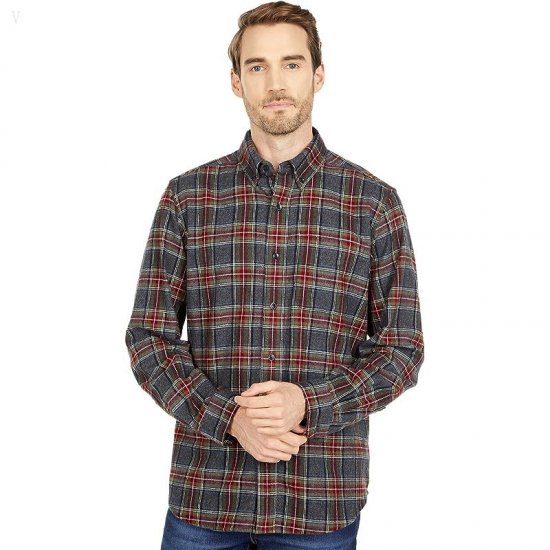 L.L.Bean Scotch Plaid Flannel Traditional Fit Shirt Grey Stewart ID-qnQeChfU