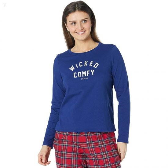L.L.Bean Petite Camp Pajama Set Deep Marine Blue ID-8IOdYBFn