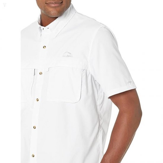 L.L.Bean Tropicwear Shirt Short Sleeve - Tall White ID-ssBucS17