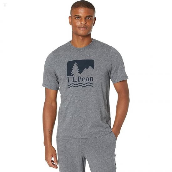 L.L.Bean Wicked Soft Knit Pajamas Short Sleeve Regular Gray Heather ID-LrTgVBb2