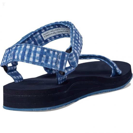L.L.Bean Maine Isle 4 Point Sandal Print Marine Blue Gingham ID-DeZyjGLa