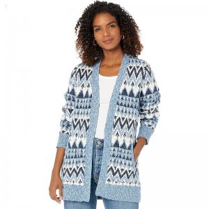 L.L.Bean Cotton Ragg Sweaters Open Cardigan Fair Isle Rustic Blue Fair Isle ID-AJYT0ZjK