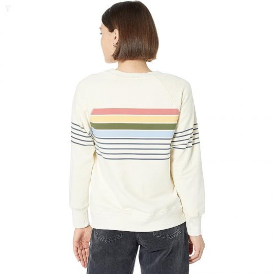 L.L.Bean Petite 24/7 Sweats Crew Stripe Cream Multi Stripe ID-S2KLZM72