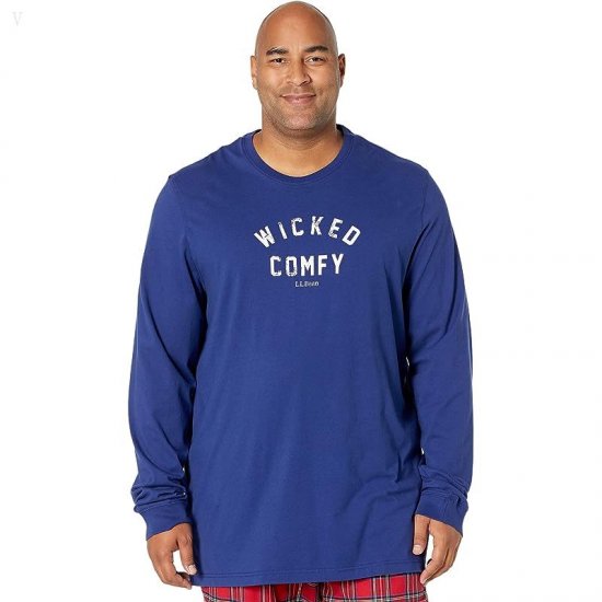 L.L.Bean Camp Pajamas Set Tall Deep Marine Blue ID-6UZFad4D