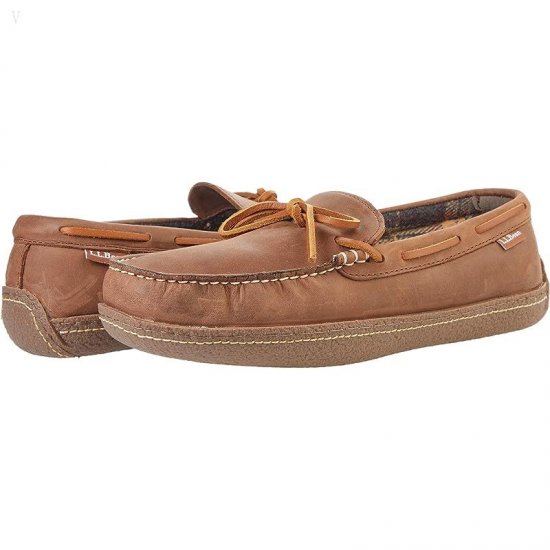 L.L.Bean Hand Sewn Slippers Flannel-Lined Acorn ID-vY7KhXtg