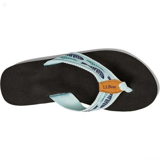 L.L.Bean Classic Maine Isle Flip-Flop 3 Motif Aqua Light/Soft Juniper Woodblock Fish ID-mfIqCiyp