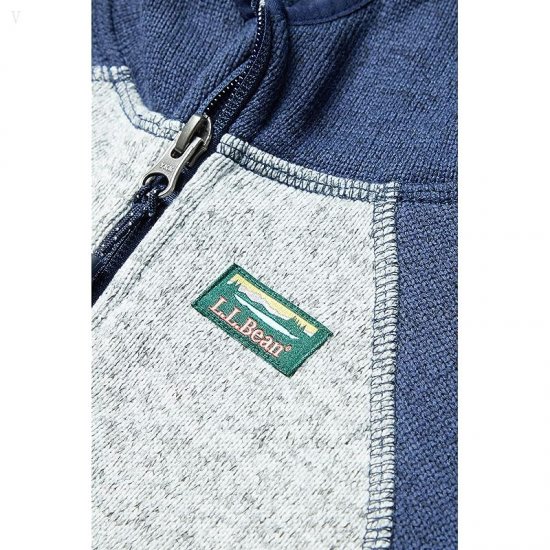 L.L.Bean Bean\'s Sweater Fleece Full Zip Color-Block (Infant) Bright Navy/Pewter ID-euoXPers