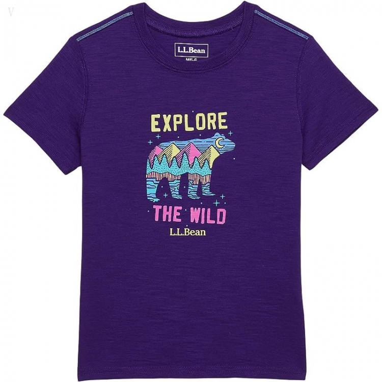 L.L.Bean Graphic Tee Glow in the Dark (Little Kids) Rich Purple Explore Wild ID-0bg1dmmZ - Click Image to Close