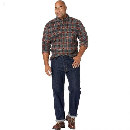 L.L.Bean Scotch Plaid Flannel Traditional Fit Shirt - Tall Grey Stewart ID-1ooVSLCA