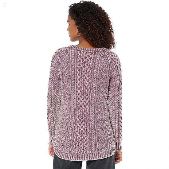 L.L.Bean Signature Cotton Fisherman Tunic Sweater Washed Deep Port Washed ID-1avG9v14