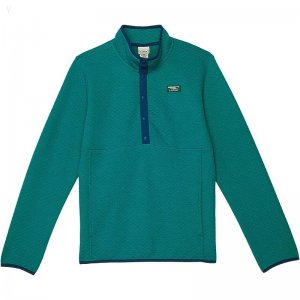 L.L.Bean Quilted Snap 1/4 Pullover Solid (Big Kids) Warm Teal ID-waMLqOdc