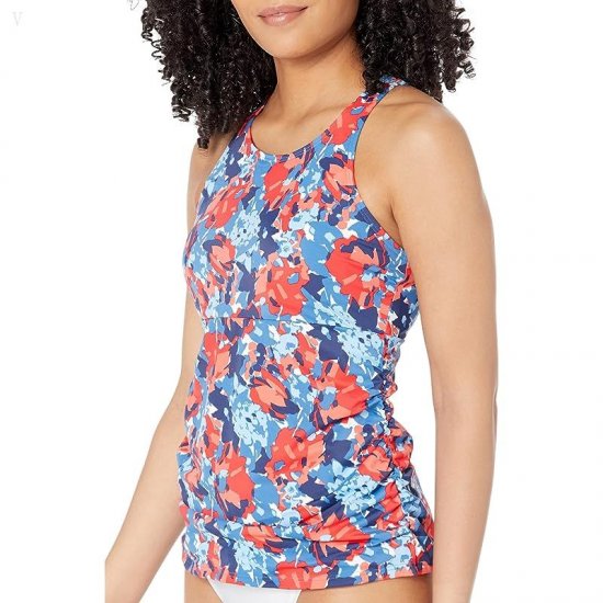 L.L.Bean BeanSport High-Neck Tankini Print Rustic Blue Vintage Floral ID-6nUBrOtj