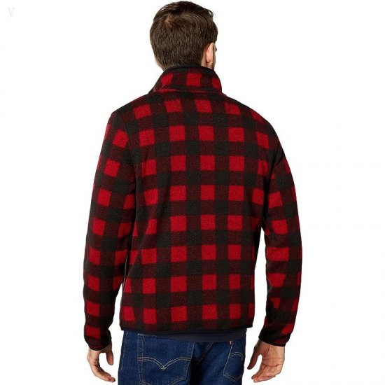 L.L.Bean Sweater Fleece Pullover Printed Buffalo Plaid Garnet ID-n2Wlr1zf