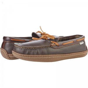 L.L.Bean Hand Sewn Slippers Flannel-Lined Brown ID-jYvSNsLH