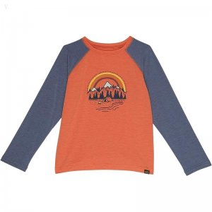 L.L.Bean Everyday Sun Smart Long Sleeve Tee (Little Kids) Peak Orange Mountains ID-bj1iBxmG