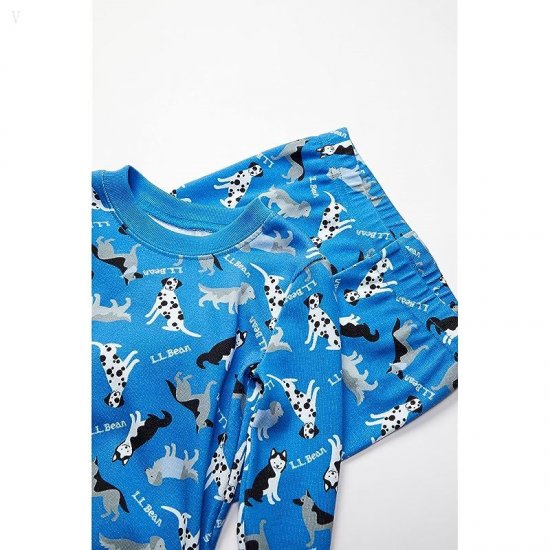 L.L.Bean Organic Cotton Fitted Pajamas (Little Kids) Light Ocean Dog ID-hUJEfs6n