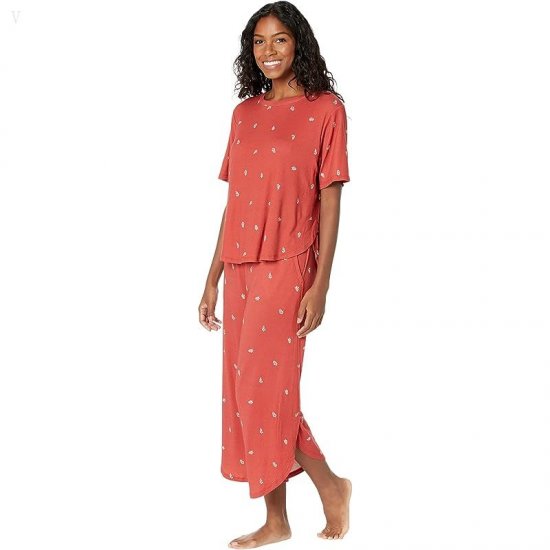 L.L.Bean Petite Restore Sleep Pants Print Deep Coral Print ID-jC1GQLg8