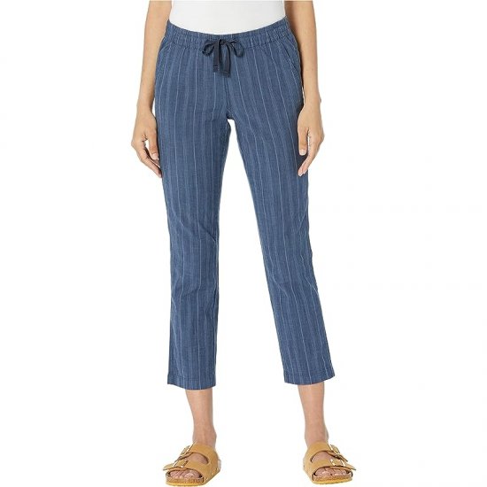L.L.Bean Lakewashed Chino Pull-On Chambray Stripe Pants Ankle Dark Indigo ID-sfieQJy4