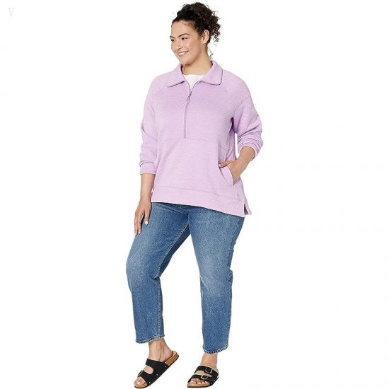L.L.Bean Plus Size FlexForward Quilted 1/2 Zip Pullover Lilac Heather ID-36jZzemo