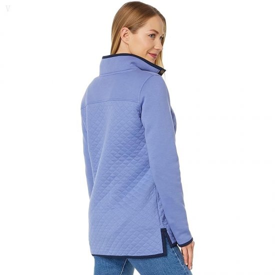 L.L.Bean Quilted Sweatshirt Mock Neck Tunic Larkspur ID-mzNEA3Ll