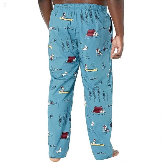 L.L.Bean Comfort Stretch Woven Sleep Pants - Tall Light Teal Buddy The Dog ID-5HSWRuCl