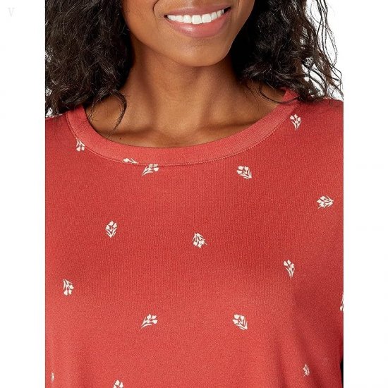 L.L.Bean Petite Restore Sleep Top Print Deep Coral Print ID-MIKYVtf9