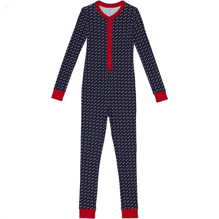 L.L.Bean Organic Cotton Fitted One-Piece (Big Kids) Classic Navy Bird's Eye ID-HO2EC1Fn - Click Image to Close