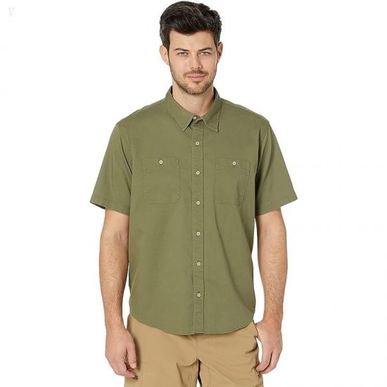 L.L.Bean Lakewashed Camp Shirt Short Sleeve Traditional Fit Deep Olive ID-x1eQafV8