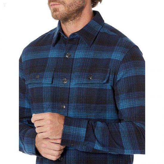 L.L.Bean Signature Chamois Plaid Nautical Navy ID-hKKbEzfq