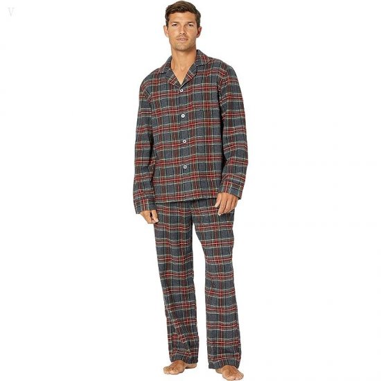 L.L.Bean Scotch Plaid Flannel Pajamas Regular Grey Stewart ID-dvi6F7yu