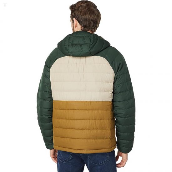 L.L.Bean Bean\'s Down Hooded Jacket Color-Block Fatigue Green/Deep Balsam ID-RJVu7Ktz