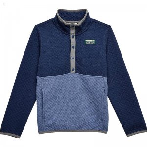 L.L.Bean Quilted Snap 1/4 Pullover (Little Kids) Nautical Navy/Vintage Indigo ID-ZgHwB8IC